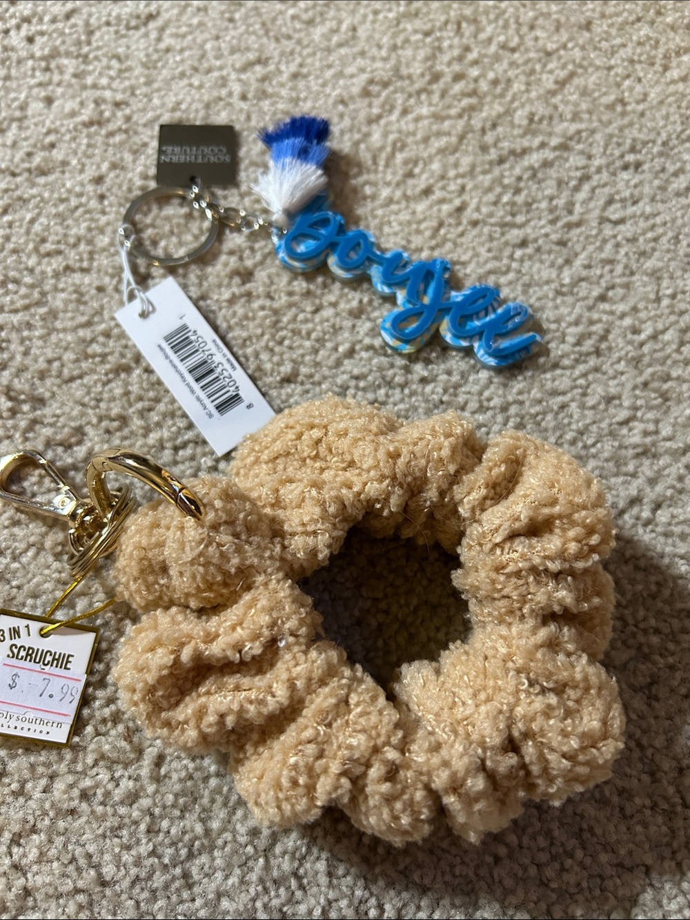 BUNDLE- Sherpa Scrunchie Keychain with Blue Boujee Keychain